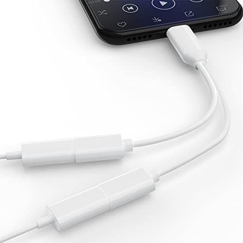 [Apple MFI Certified] ברק אייפון למתאם ברק 2, ברק כפול Aux & Tharger Duadapter Dongle Splitter for iPhone 13/12/11/se/x/xr/xs/8/7/6 שיחת